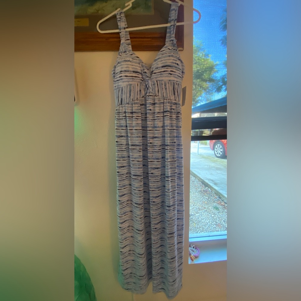 Jamie & Layla Blue and White Striped Maxi Dress